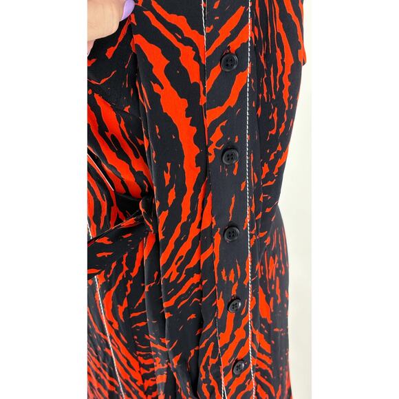 Proenza Schouler Printed Spiral Crepe De Chine Midi Wrap Dress Womens Size 2 New - Picture 7 of 16